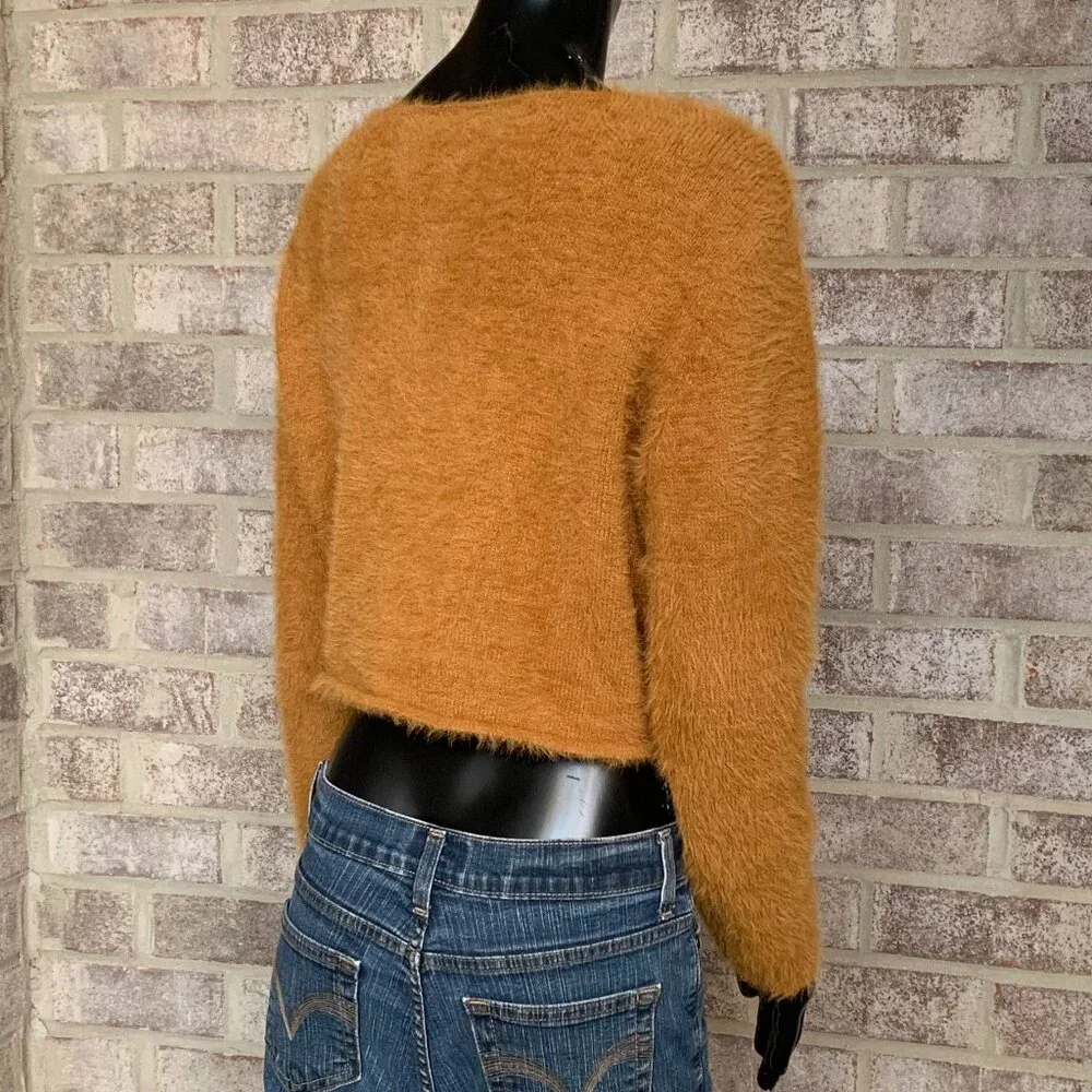 Pilcro By Anthropologie Fuzzy Long Sleeve Cropped Sweater Sz SP - Picture 2 of 10
